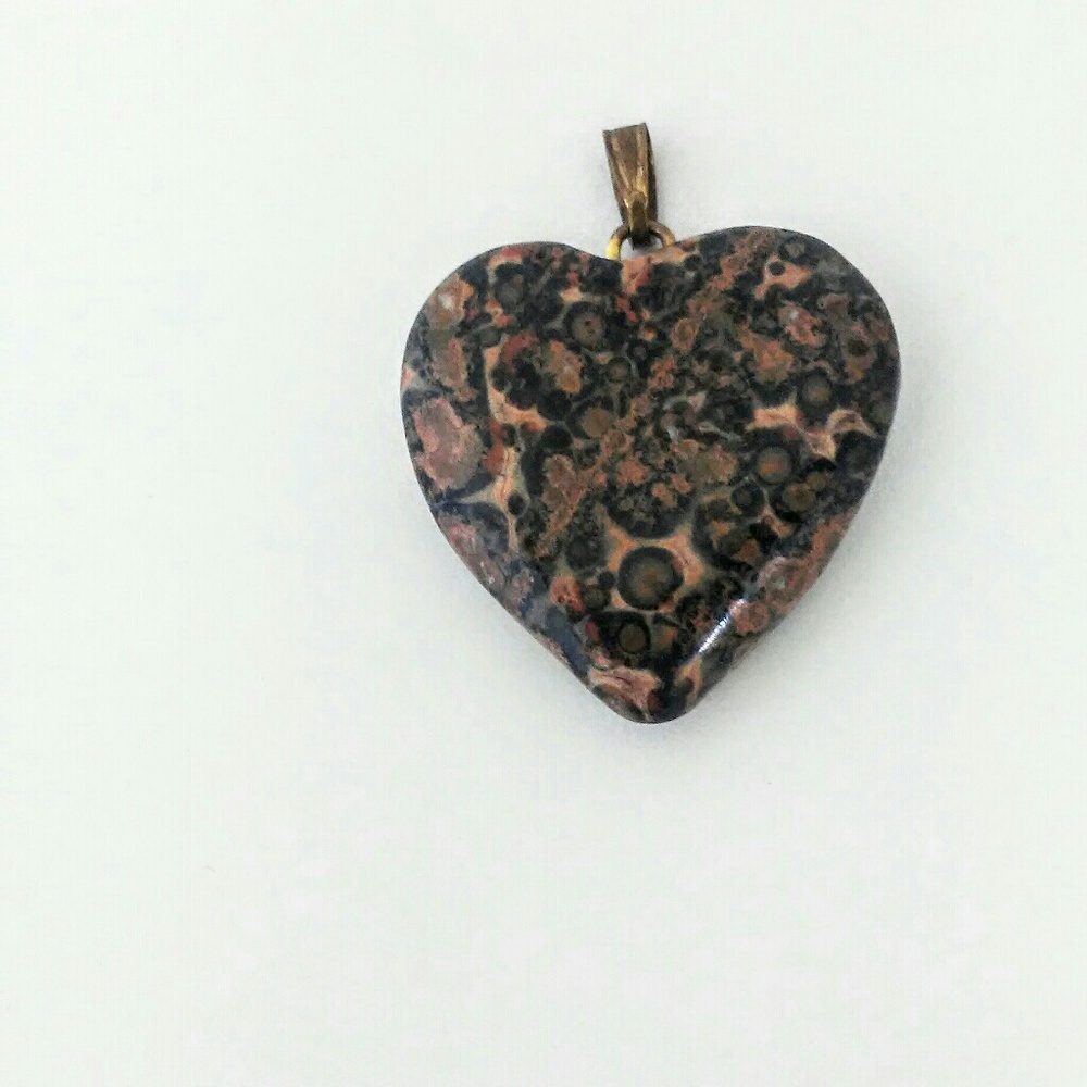 Reiki charged leopard jasper heart pendant